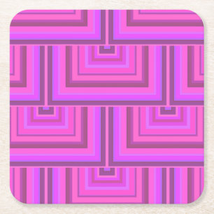 Pink stripes square scales pattern paper coaster