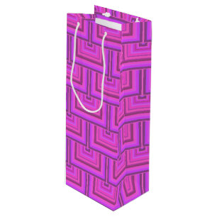 Pink stripes square scales pattern wine gift bag