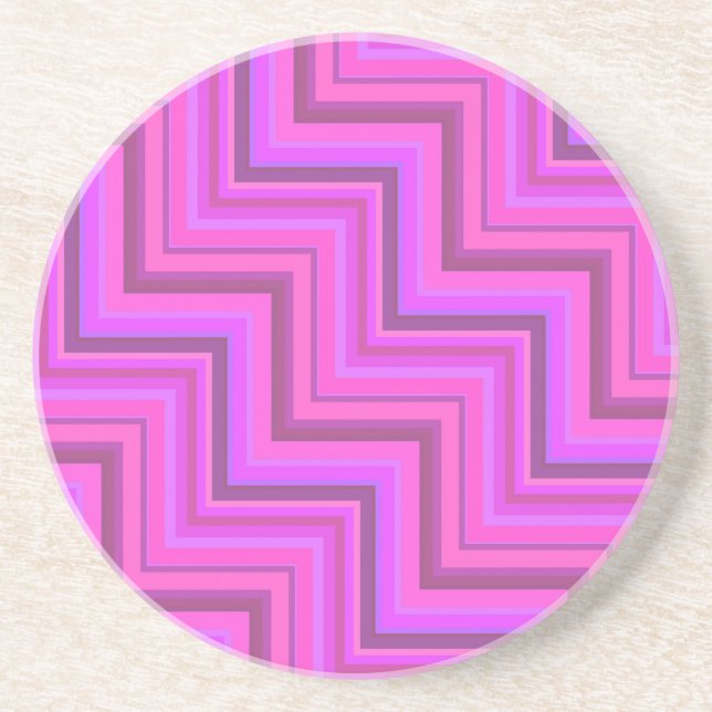 Pink stripes stairs pattern coaster (Front)