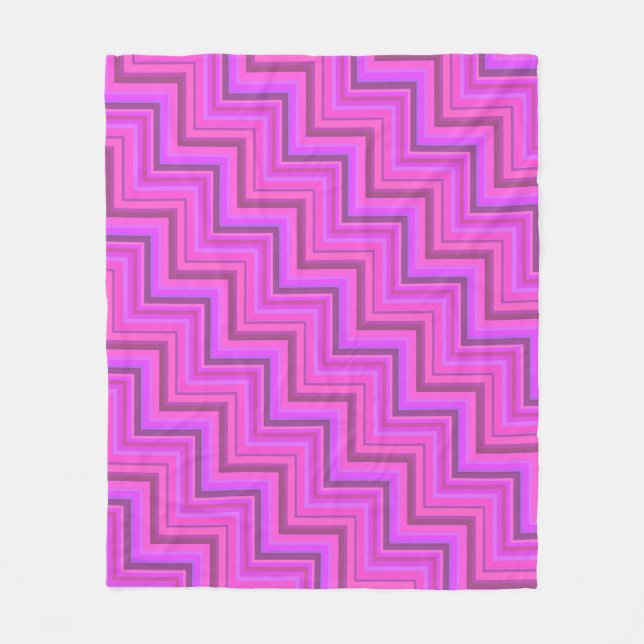 Pink stripes stairs pattern fleece blanket (Front)