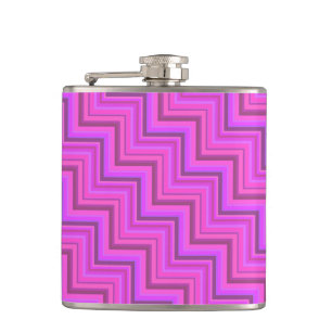 Pink stripes stairs pattern hip flask