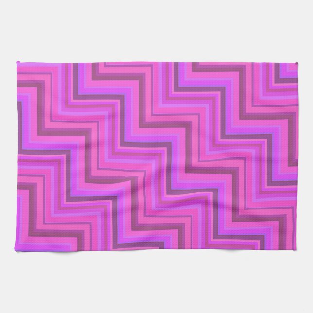 Pink stripes stairs pattern kitchen towel (Horizontal)