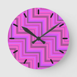 Pink stripes stairs pattern round clock