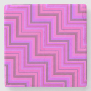 Pink stripes stairs pattern stone coaster