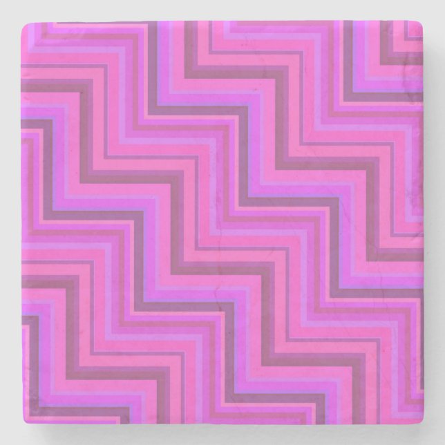 Pink stripes stairs pattern stone coaster (Front)