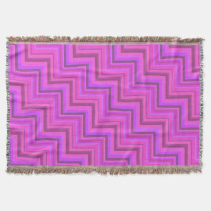 Pink stripes stairs pattern throw blanket