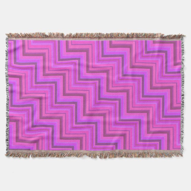 Pink stripes stairs pattern throw blanket (Front)