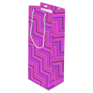Pink stripes stairs pattern wine gift bag