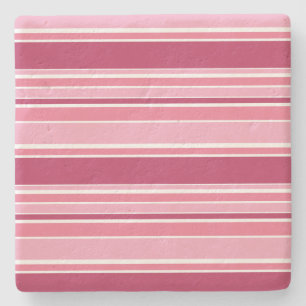 Pink stripes stone coaster