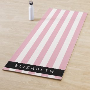 Pink Stripes, Striped Pattern, Lines, Your Name Yoga Mat