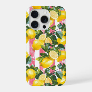 Pink Stripes Summer Lemon Pattern iPhone Case