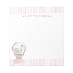 Pink Stripes Swan Notepad