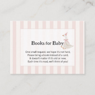 Pink Stripes Watercolor Goose Girl Books for Baby Enclosure Card