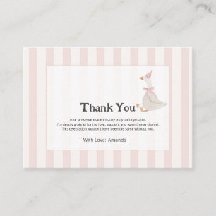 Pink Stripes Watercolor Goose Girl Thank You Enclosure Card