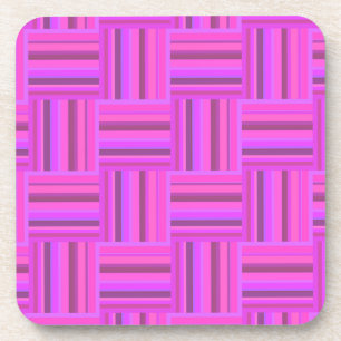 Pink stripes weave pattern coaster