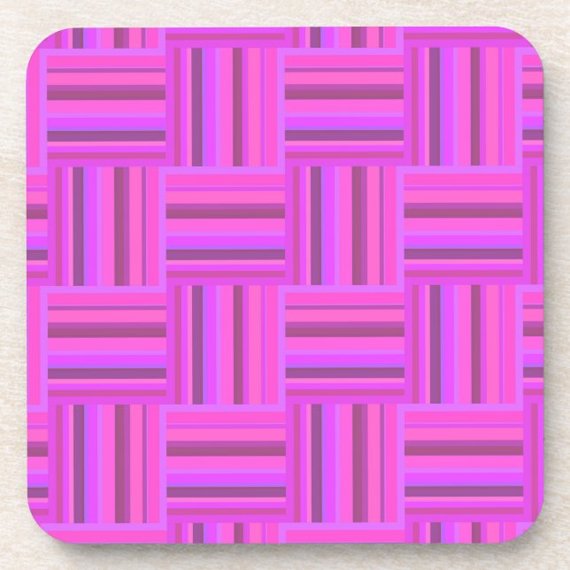 Pink stripes weave pattern coaster (Front)
