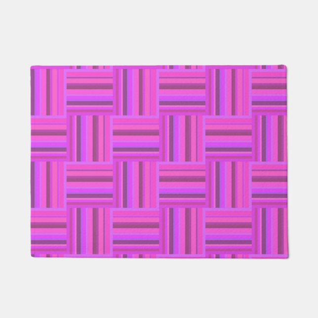 Pink stripes weave pattern doormat (Front)