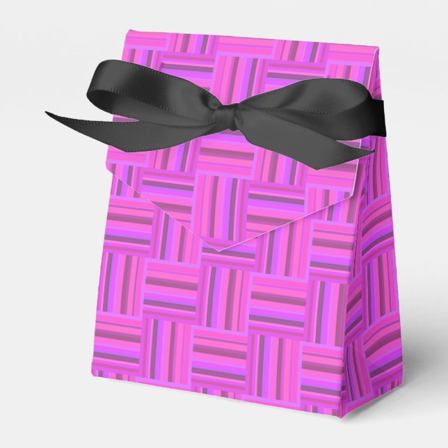 Pink stripes weave pattern favor box (Front Side)