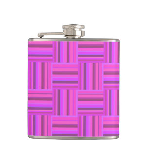 Pink stripes weave pattern hip flask