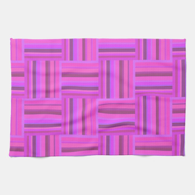Pink stripes weave pattern kitchen towel (Horizontal)