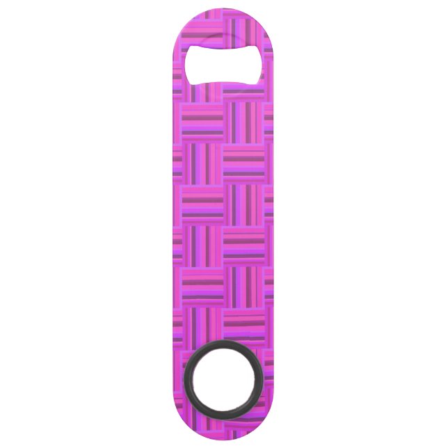 Pink stripes weave pattern speed bottle opener (Front)
