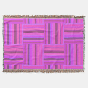 Pink stripes weave pattern throw blanket