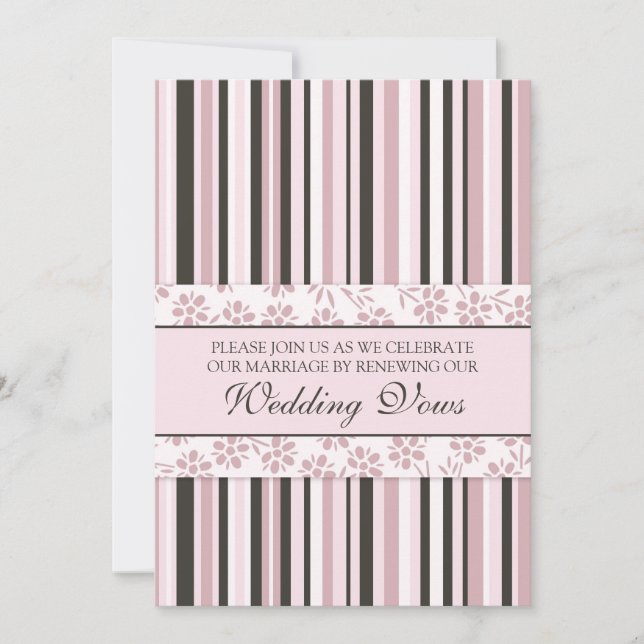 Pink Stripes Wedding Vow Renewal Invitations (Front)