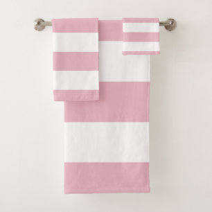 Pink Stripes, White Stripes, Striped Pattern Bath Towel Set