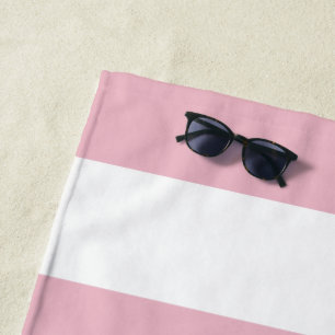 Pink Stripes, White Stripes, Striped Pattern Beach Towel