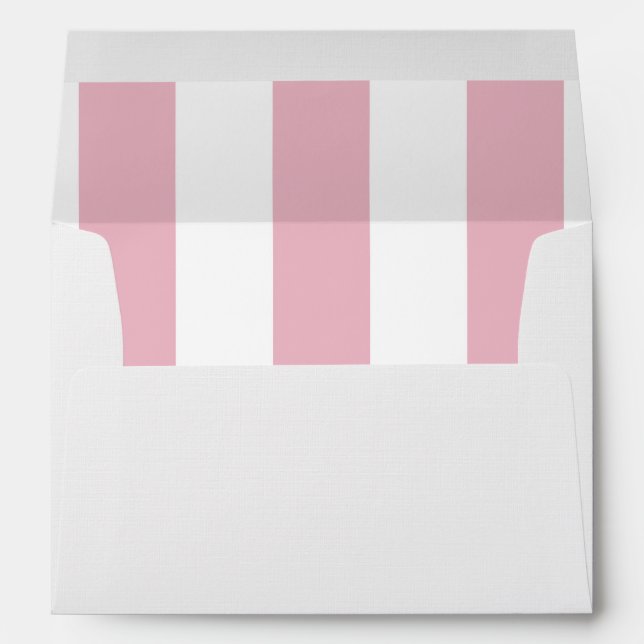 Pink Stripes, White Stripes, Striped Pattern Envelope (Back (Bottom))
