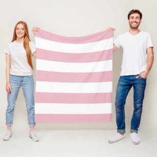 Pink Stripes, White Stripes, Striped Pattern Fleece Blanket