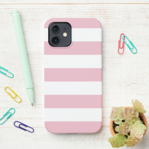Pink Stripes, White Stripes, Striped Pattern iPhone 12 Case