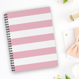 Pink Stripes, White Stripes, Striped Pattern Notebook