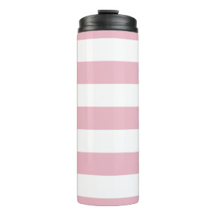 Pink Stripes, White Stripes, Striped Pattern Thermal Tumbler