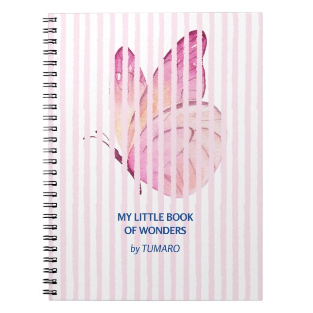 Pink Stripes with a hidden butterfly  Notebook (Front)