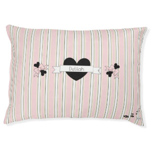 Pink Stripes with Black Heart Dog Pillow HAMbWG