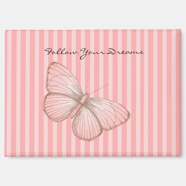 Pink Stripes with Butterfly Magnet (Front)