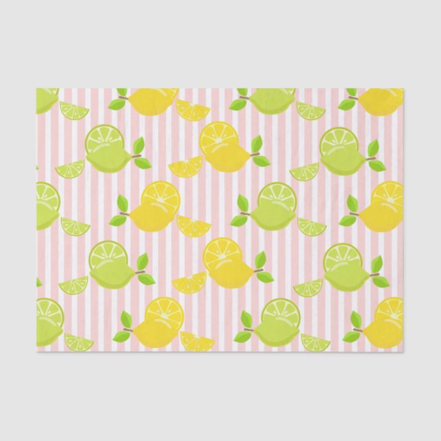 PINK STRIPES WITH LEMONS & LIMES TISSUE PAPER (Front)