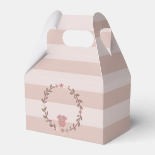 Pink Stripes Wreath Baby Shower Favor Box
