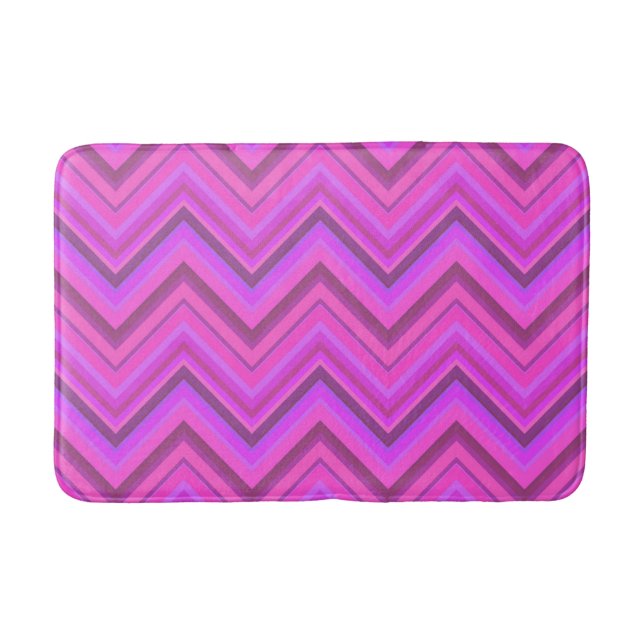 Pink stripes zigzag pattern bath mat (Front)
