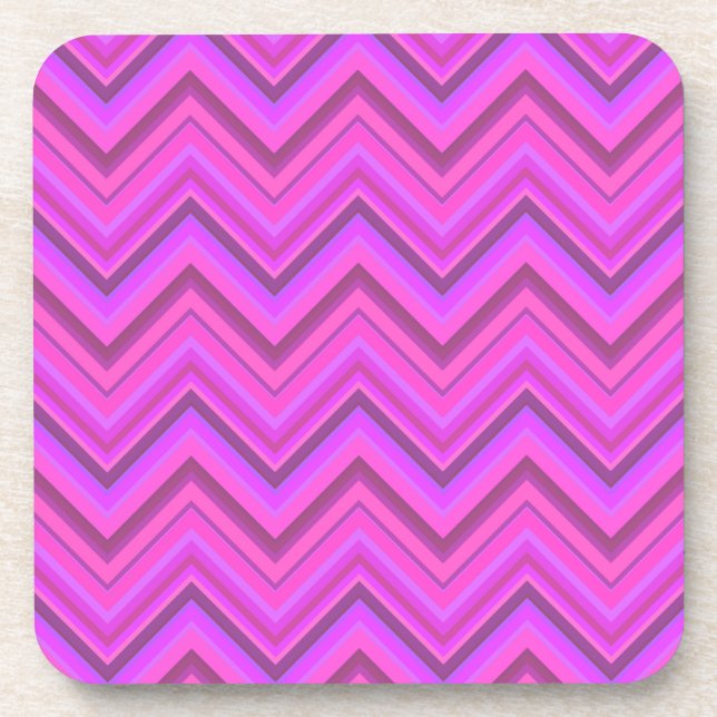 Pink stripes zigzag pattern coaster (Front)