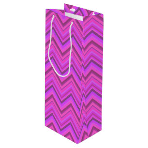 Pink stripes zigzag pattern wine gift bag