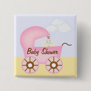 Pink Stroller Baby Shower Pin