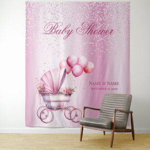 Pink Stroller Backdrop Tapestry