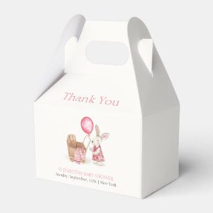 Pink Stroller Bunny Balloon Girl Baby Shower Favor Box