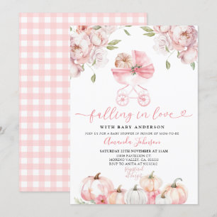 Pink Stroller Fall Baby Shower Invitation