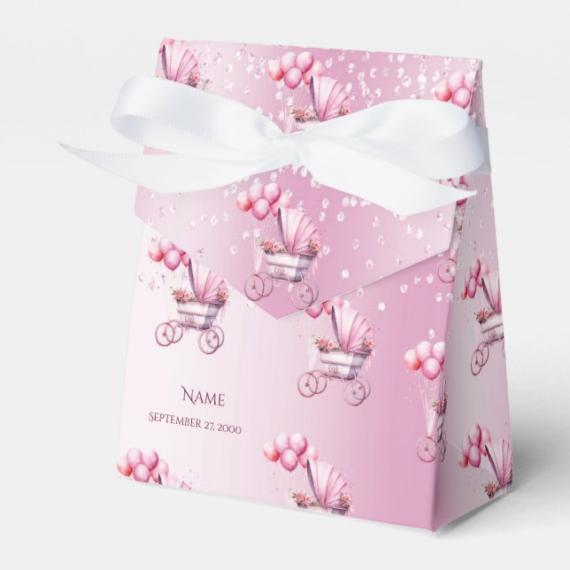 Pink Stroller Favour Box (Front Side)