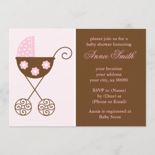 Pink Stroller Girl Baby Shower Invitation