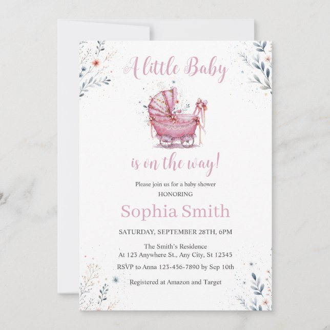 Pink Stroller Invitation (Front)