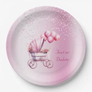 Pink Stroller Paper Plate